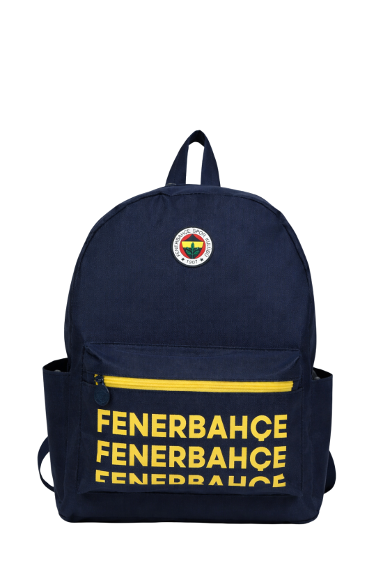 Fenerbahçe Lisanslı Lacivert Üç Bölmeli Sırt Çantası - Serigraf Baskılı Su İtici Kumaşlı Laptop Bölmeli Okul Çantası